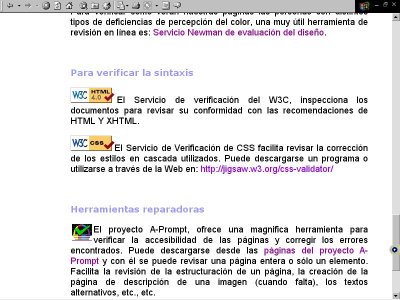 Im&aacute;gen de parte de la p&aacute;gina en la que se recopilan herramientas de verificaci&oacute;n y de reparaci&oacute;n.
