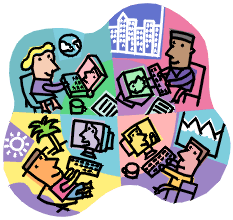 Dibujo que representa a diversas personas, de diversas caracter&iacute;sticas, conectadas a Internet