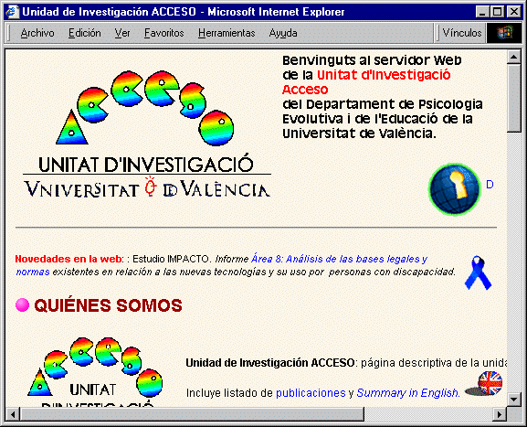 Imagen de la p�gina mostrada por Internet Explorer.