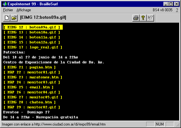 Imagen de la p�gina mostrada por BrailleSurf.