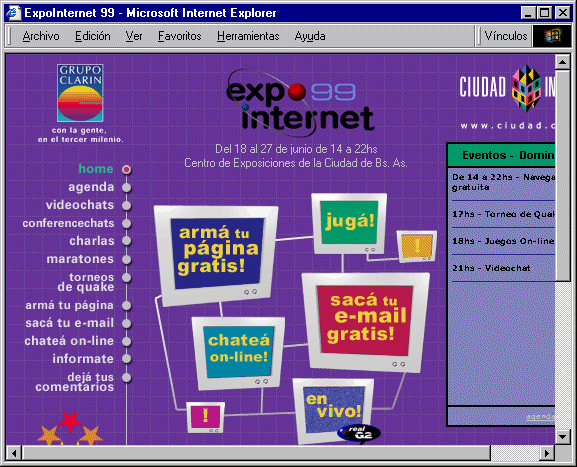 Imagen de la p�gina mostrada por Internet Explorer.