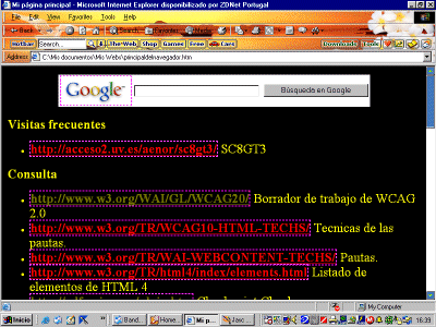 Vista de una p&aacute;gina en la que se aplica una hoja de estilos propia del usuario.